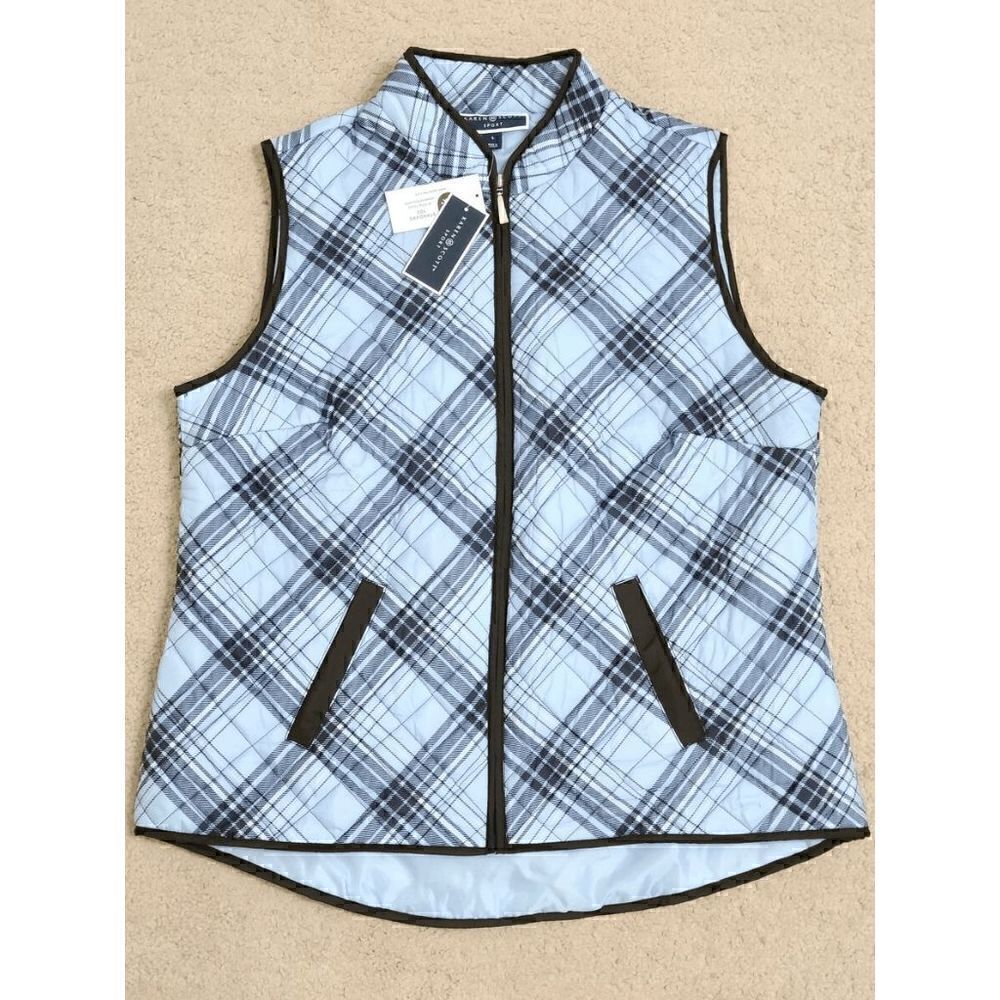 💙 NWT KAREN SCOTT Plaid Puffer Quilted Lightweight Vest SIZE L MSRP $47 - Picture 4 of 13